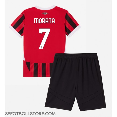 AC Milan Alvaro Morata #7 Replika babykläder Hemmaställ Barn 2024-25 Kortärmad (+ korta byxor)